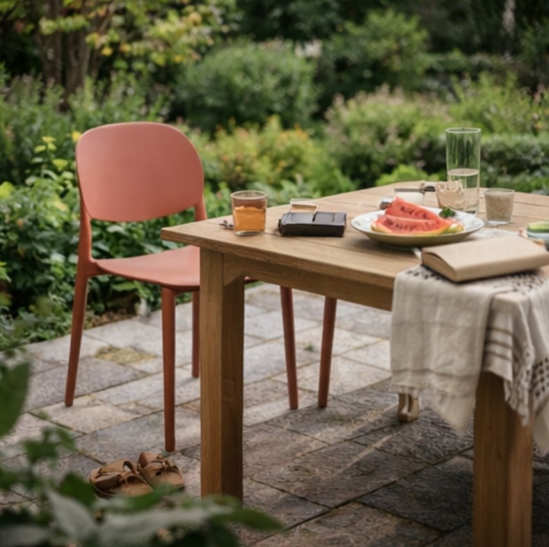 Krzesło ogrodowe MOSSA ceglaste krzesło tarasowe balkonowe plastikowe z polipropylenu